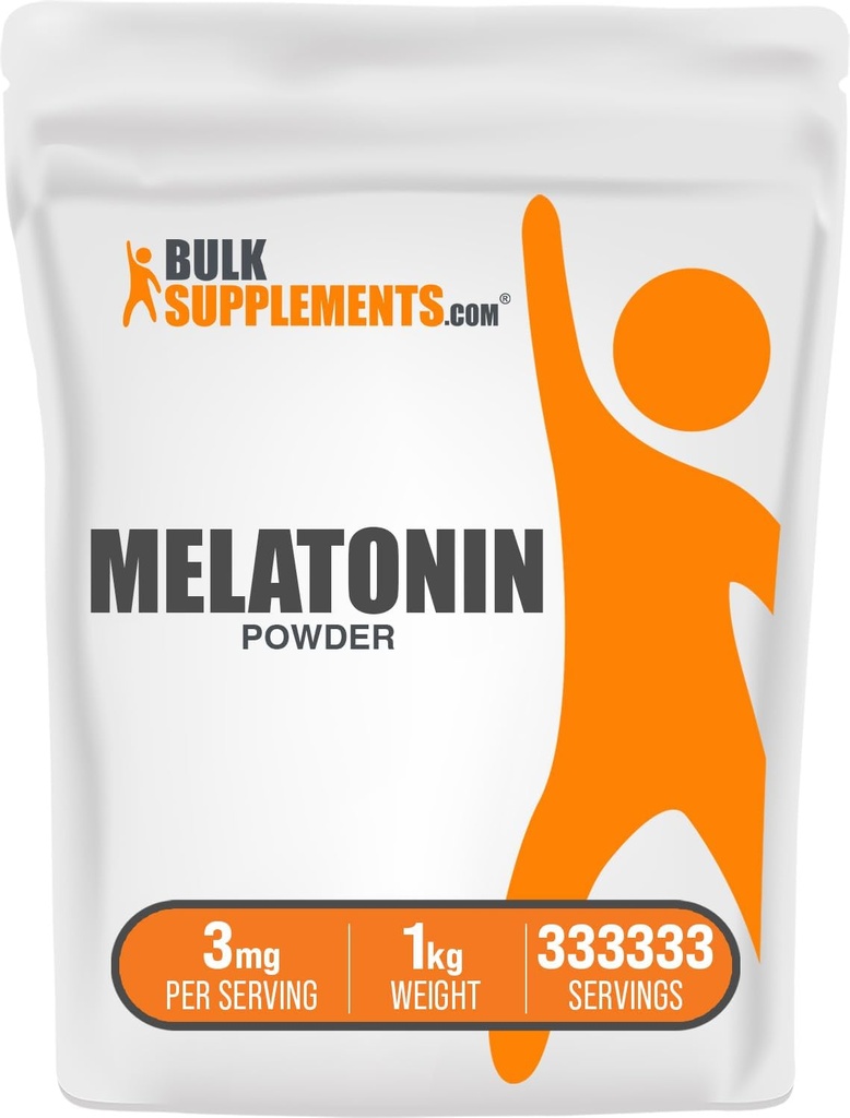 BulkSupplements.com Melatonin Powder - Pure Melatonin, Sleep Aid for Adults - Vegan & Gluten Free, 3mg per Serving, 1kg (2.2 lbs) (Pack of 1)