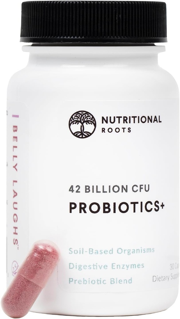 Nutritional Roots - Probiotics + - Soil-Based Organisms, Probiotics, Prebiotics - Digestive Enzymes - Delay Release - Dietary Supplement - 1 Month Supply - 30 Capsules