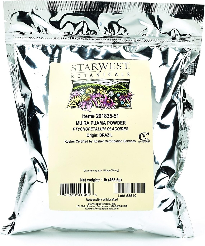 Starwest Botanicals Muira Puama Powder Wildcrafted, 1 Pound