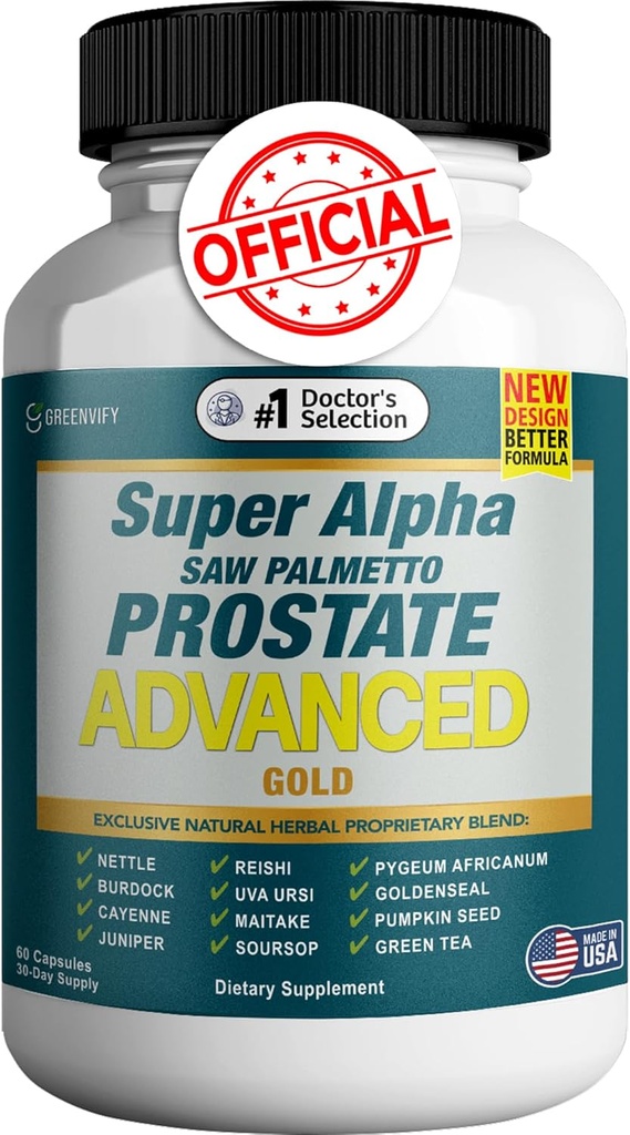 Super Alpha Saw Palmetto Prostate Advanced - Prostate Health Supplement for Men - Supports Urinary Tract Health, Reduces Urgency, and Improves Bladder Emptying (60, Men)