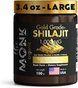 Organic Himalayan Shilajit Resin with Fulvic Acid, Humic Acid, 85+ Minerals- Gold Grade Plus - 100g, 1000 mg Per Serving - Energy, Stamina, Brain Support - Made in The USA