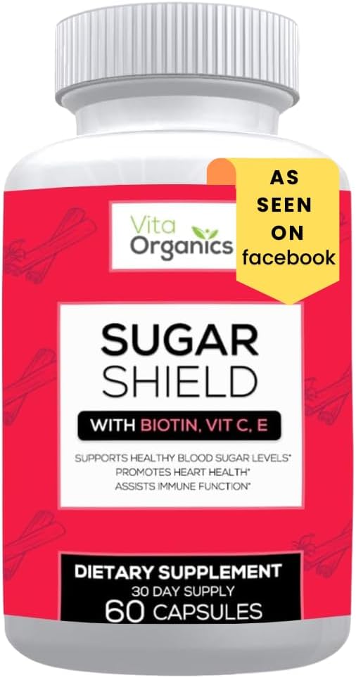 Sugar Shield - Advanced Sugar Support Supplement - Biotin, Magnesium Oxide, Chromium - 60 Veggie Capsules - 30 Days