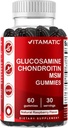 Vitamatic Glucosamine Chondroitin Gummies with MSM & Vitamin E – Joint Support Formula – 60 Pectin-Based Vegan Gummies