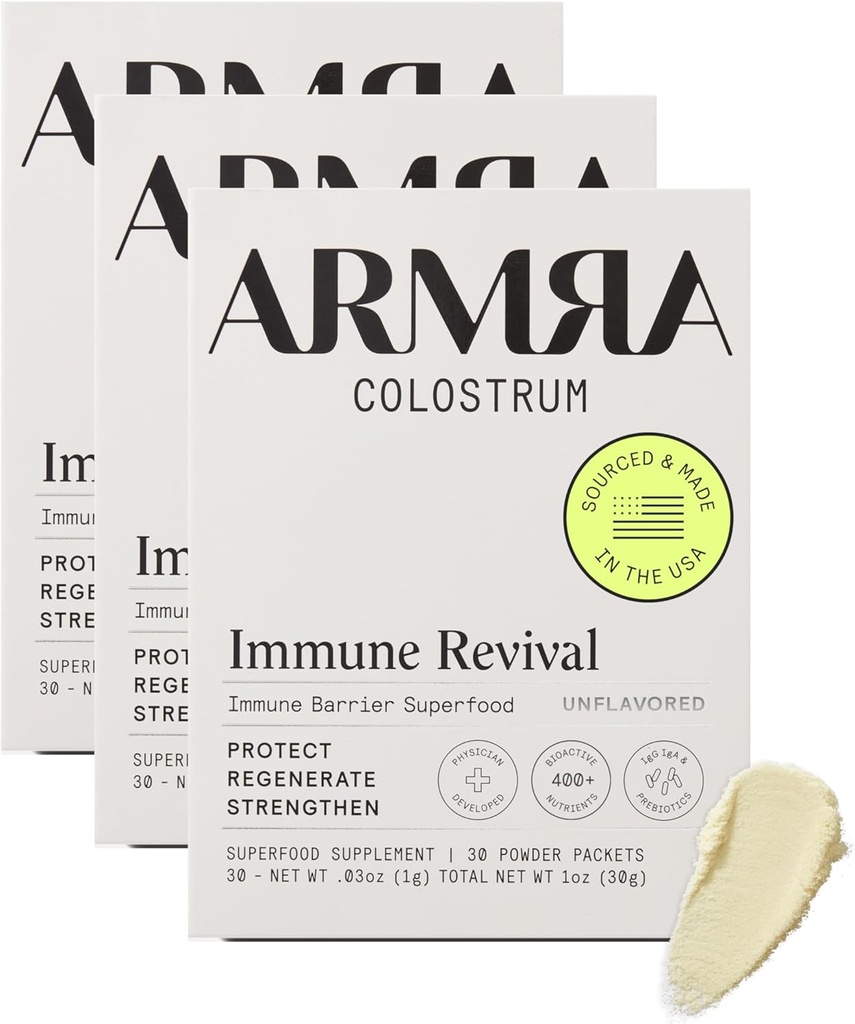 ARMRA Colostrum™ Premium Powder, Grass Fed, Gut Health Bloating Immunity Skin & Hair, Contains 400+ Bioactive Nutrients, Keto, Gluten & Fat Free (Unflavored Bundle | 90 Servings)