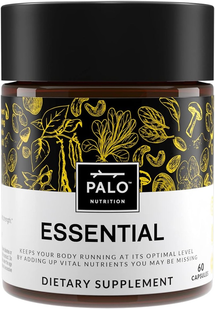 PALO Essential+ Adult One Daily Ritual Multivitamin with Vitamins D3, K2 (as MK7), B12, E, Folate, Minerals Boron and Magnesium and More (60 Capsules, 2 Month Supply)
