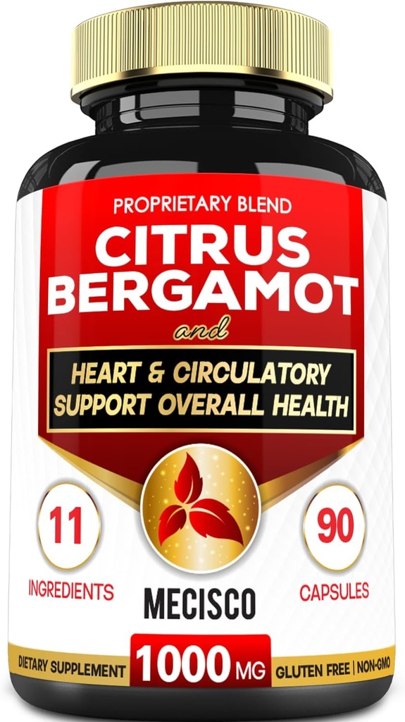 11 in 1 Citrus Bergamot Supplement 1000mg with Black Chokeberry, Berberine HCl & More - 90 Capsules - Supports Heart Health, Immune System, Energy Production