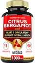 11 in 1 Citrus Bergamot Supplement 1000mg with Black Chokeberry, Berberine HCl & More - 90 Capsules - Supports Heart Health, Immune System, Energy Production