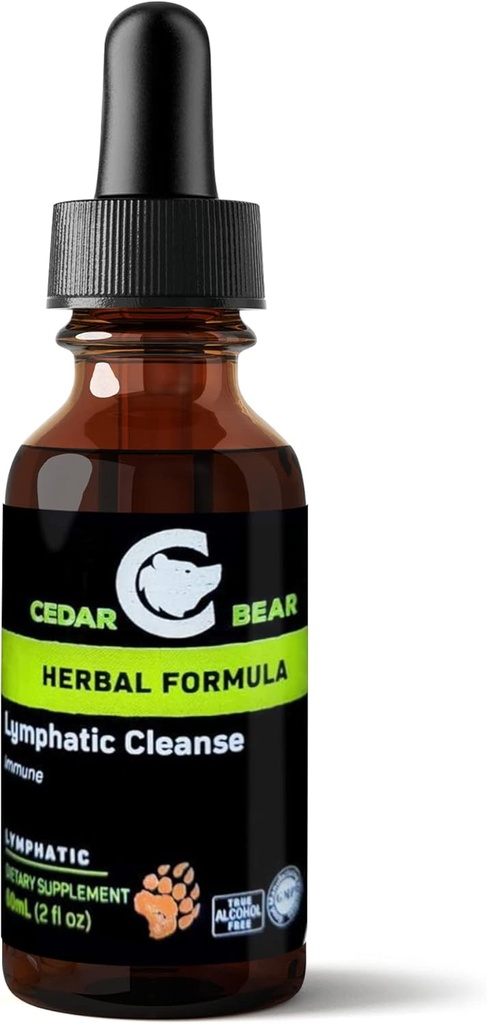 Cedar Bear - Lymphatic Cleanse Immune Support Supplement, Alcohol-Free Lymphatic Drainage Drops with Immune-Enhancing Natural Herbs, Liquid Herbal Supplements, 2 fl oz