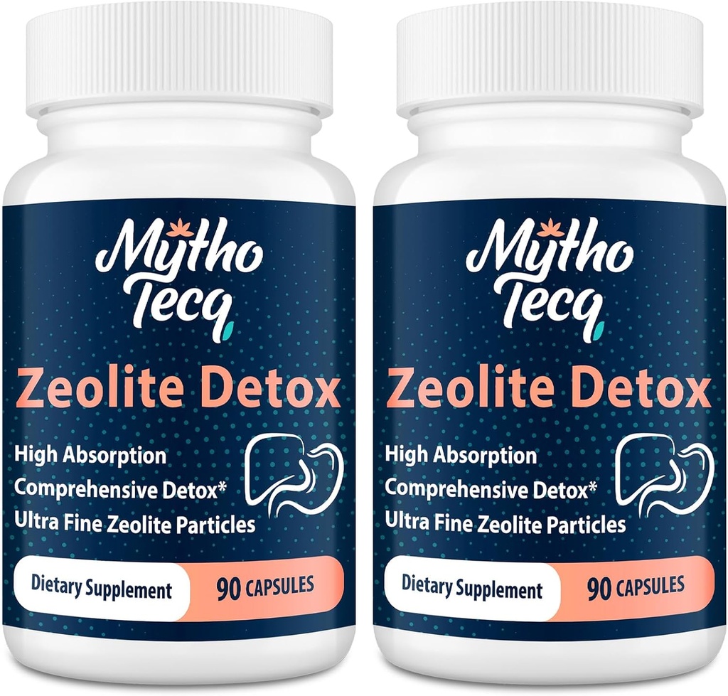 2300 MG Zeolite Detox Capsules - Activated Charcoal & Bentonite Clay, Highly Absorbable Full Body, Liver & Gut Cleanse, Zeolite Clinoptilolite（180 Capsules）