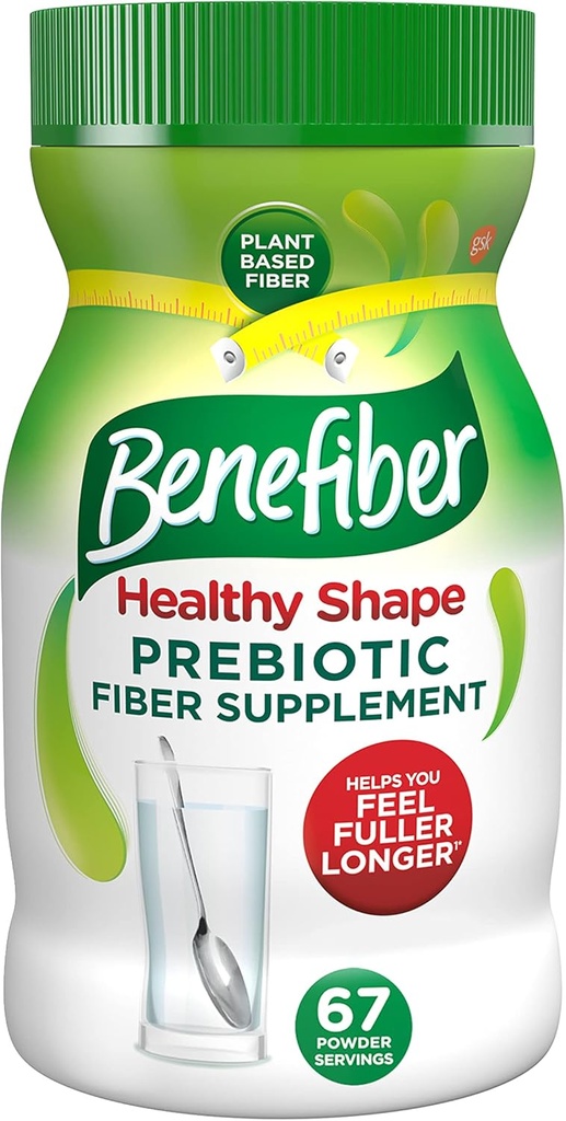 Benefiber Healthy Shape Prebiotic Fiber Supplement Powder for Digestive Health, Daily Fiber Powder - 67 Servings (17.6 Ounces)