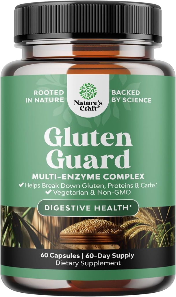 Fast Acting Gluten Digestive Enzymes for Intolerance - Gluten Digestive Enzymes for Women & Men for Debloat with DPP IV Blend Plus Lipase Amylase Bromelain for Gut Health & Digestion Support - 60 Ct