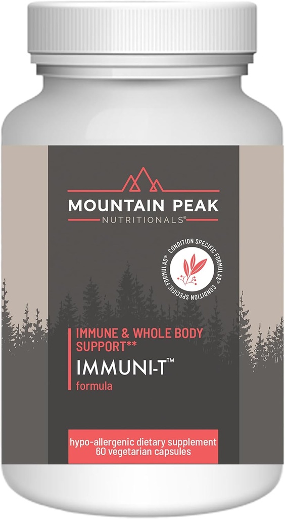 Mountain Peak Nutritionals Immuni-T Advanced Immune Support Supplement - 4-in-1 Formula with Vitamin C, A, Zinc, & Mushroom Blend - Daily Wellness & Seasonal Defense (60 Vegetarian Capsules)