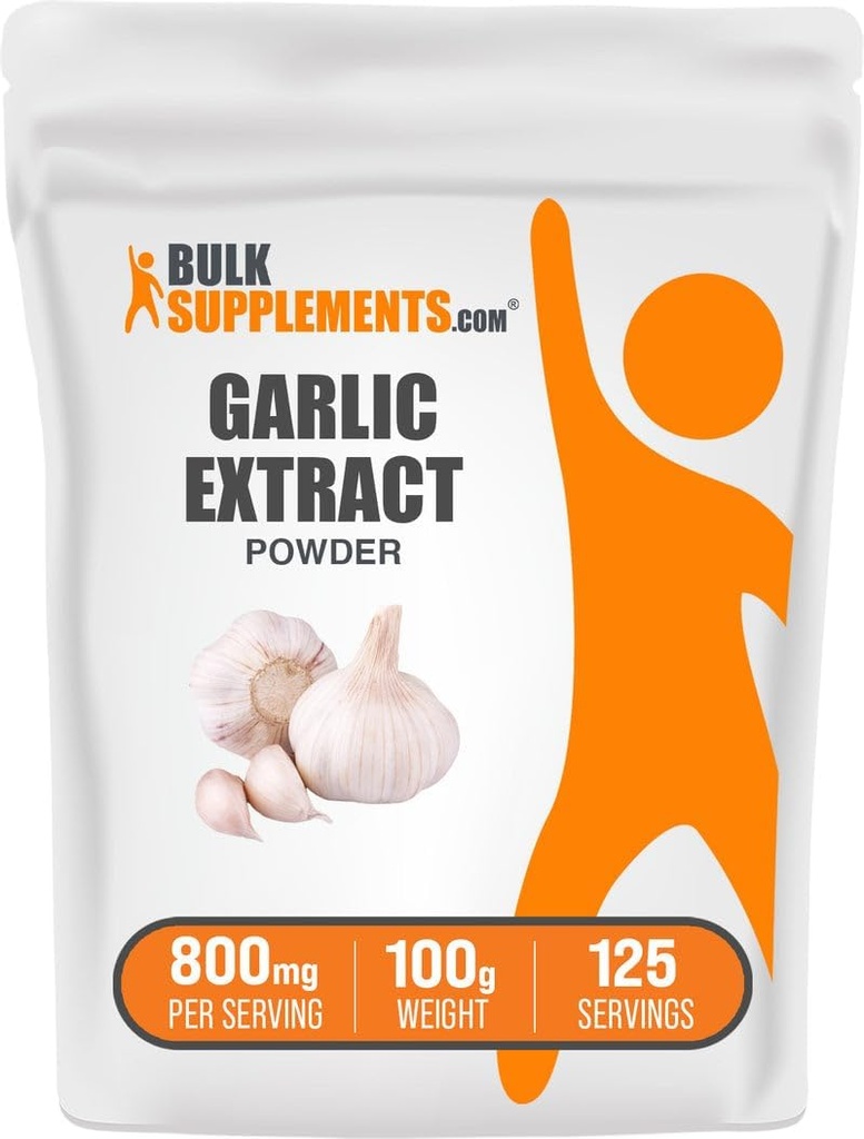 BulkSupplements.com Garlic Extract Powder - Garlic Supplement, Herbal Supplement, Allium Sativum - Herbal & Gluten Free, 800mg per Serving, 100g (3.5 oz) (Pack of 1)