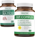 Bundle of Gut Complex & Irish Sea Moss - Inner Thrive Combo - Gut Complex with Caprylic Acid & Irish Sea Moss Capsules - Raw Vegan Supplement with BioPerine (Non-GMO & Organic) - 60 Capsules