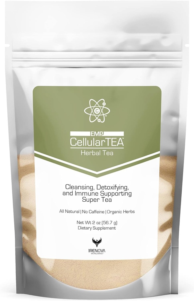 CellularTea Organic Detox Tea - Caffeine-Free Cleansing Tea for Everyday Detox, Gut Cleanse, Digestive Health and Immune Support - 48 Servings