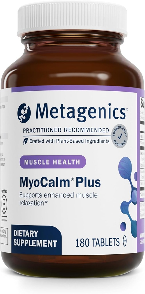 Metagenics MyoCalm Plus - Muscle Relaxation & Stress Support with Passionflower, Valerian, Lemon Balm, Magnesium & Calcium - Supports Sleep Quality - Non-GMO, Gluten-Free, Vegetarian - 180 Tablets
