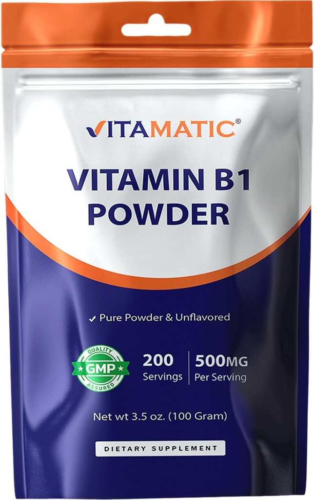 Vitamatic Vitamin B1 Pure Powder - 100 Grams (Thiamine Mononitrate)