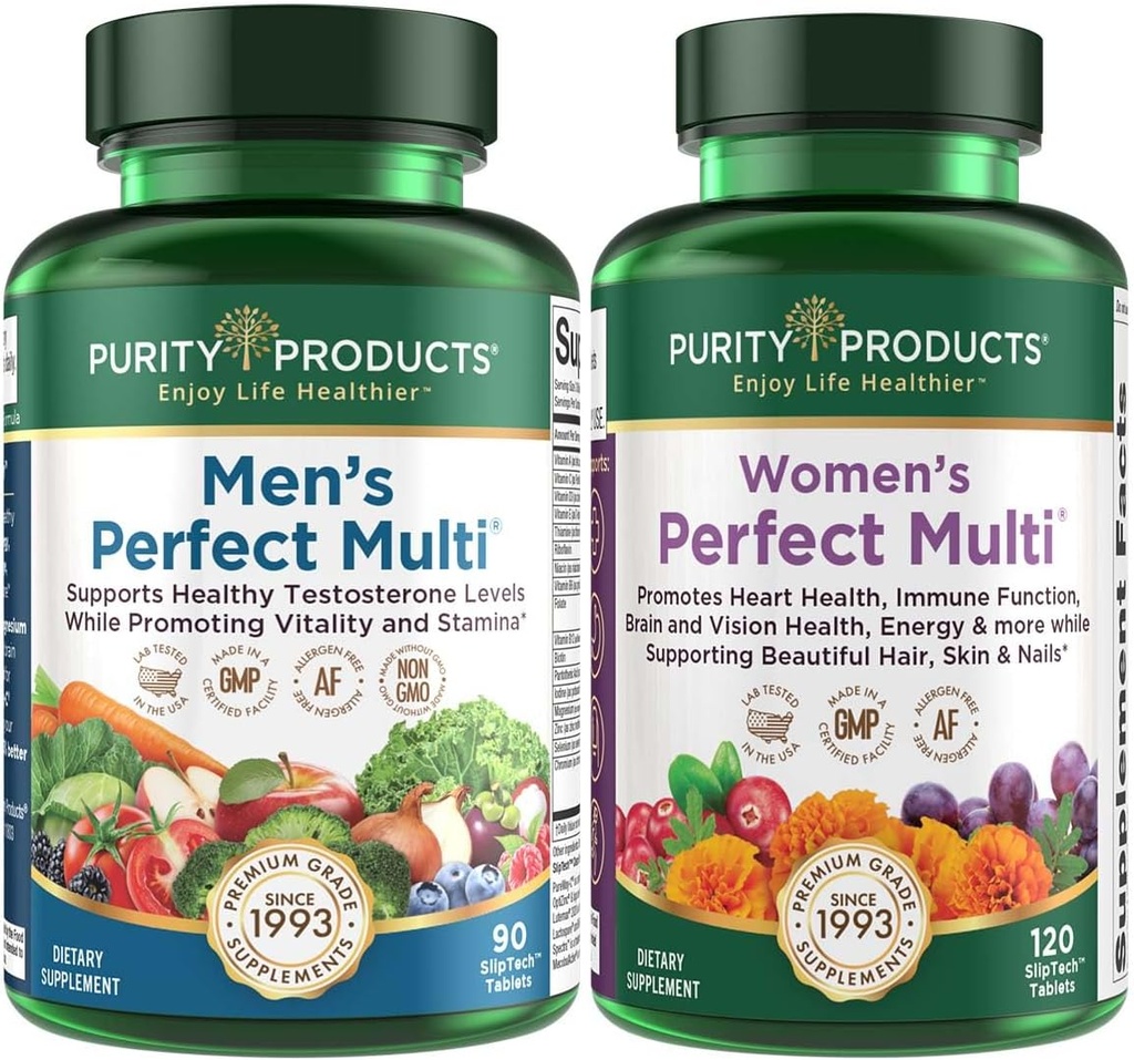 Purity Products Bundle - Men's Perfect Multi + Women's Perfect Multi - Men - Supports Healthy Vitality, Energy + More - Women - Supports Urinary Tract Health, Immunity, Hair Skin Nails + More