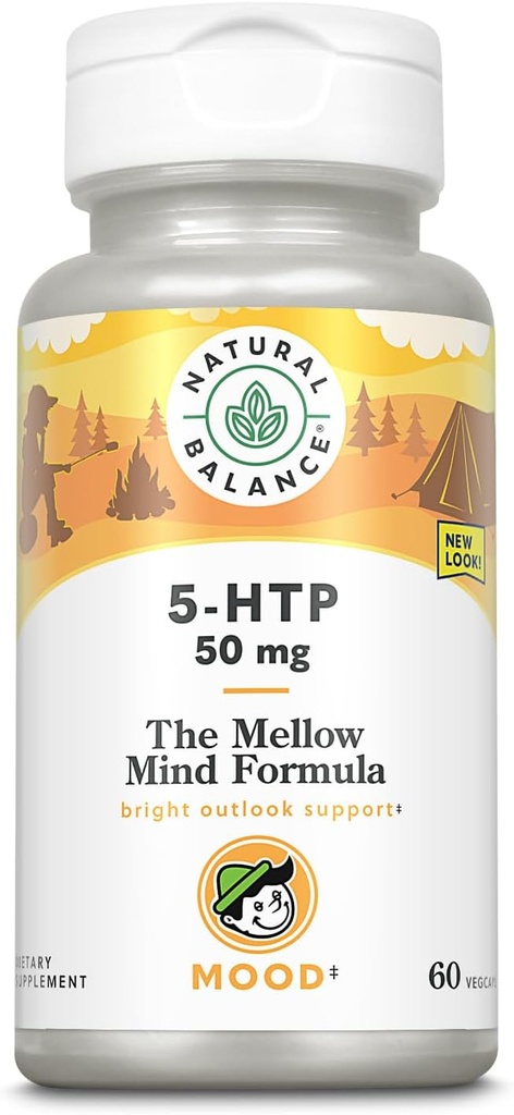 Natural Balance Happy Camper 5-HTP 50 mg - 60 Vegetarian Capsules - with Vitamin B-6