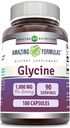 Amazing Formulas Glycine Supplement | 1000 Mg per Serving | 180 Capsules | Non-GMO | Gluten-Free | Made in USA