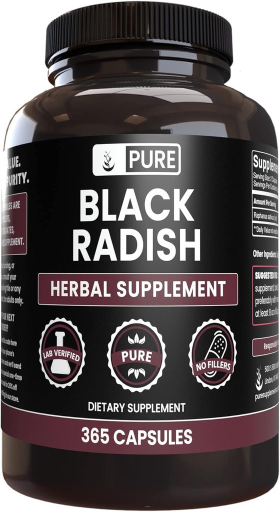 Pure Original Ingredients Black Radish (365 Capsules) No Magnesium Or Rice Fillers, Always Pure, Lab Verified