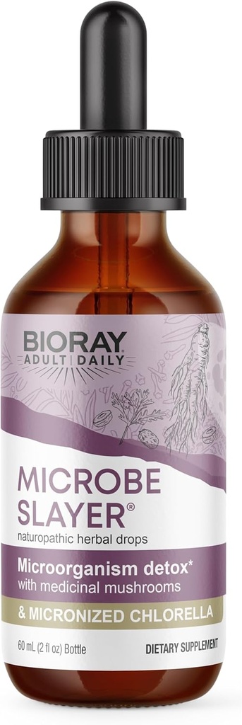 BIORAY Daily Microbe Slayer - 2 fl oz - Promotes Balance of Intestinal Microbes & Nourishes The Liver - Non-GMO, Vegetarian, Gluten Free