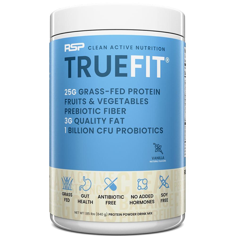 TrueFit Gut Healthy Protein Powder, Grass-Fed Whey Meal Replacement Shake with Prebiotics, Probiotics, & Organic Superfoods, Keto Friendly, Gluten Free (Packaging May Vary)