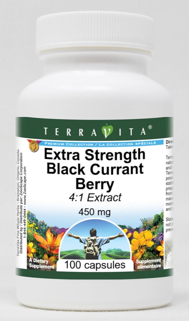 Extra Strength Black Currant Berry 4:1 Extract - 450 mg (100 Capsules, ZIN: 514114)