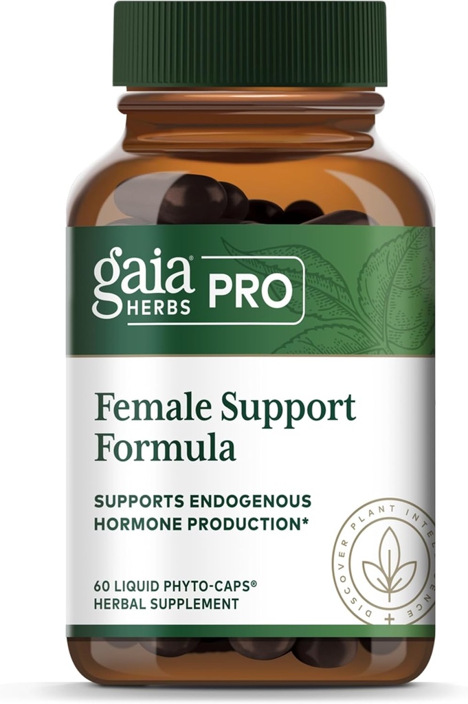 GAIA HERBS PRO Female Support Formula - Supports Healthy PMS & Menopause Fluctuations with Alfalfa Leaf, Black Cohosh Root Extract, Dandelion Root & More* - Vegan - 60 Liquid Phyto-Caps (60 Servings)