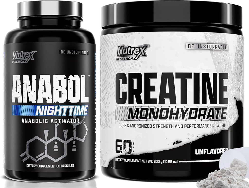 Nutrex Anabol PM Nighttime Muscle Builder and Creatine Monohydrate Powder