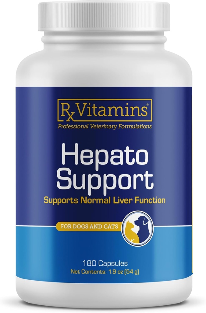 Rx Vitamins Hepato Support for Dogs & Cats - Liver Support Supplement with Milk Thistle for Dogs and Cats - Hepatic Dog Supplement Enriched with Vitamin B Complex - 180 Capsules