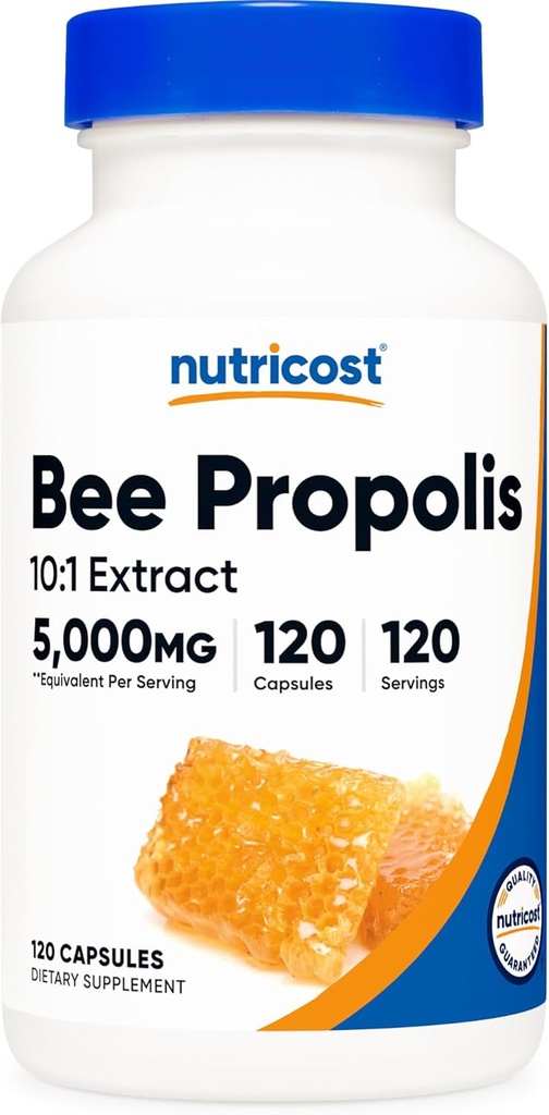 Nutricost Bee Propolis 10:1 Extract 5,000mg Equivalent, 120 Capsules - Gluten Free, Non-GMO, Vegetarian Dietary Supplement, from 500mg of 10:1 Extract