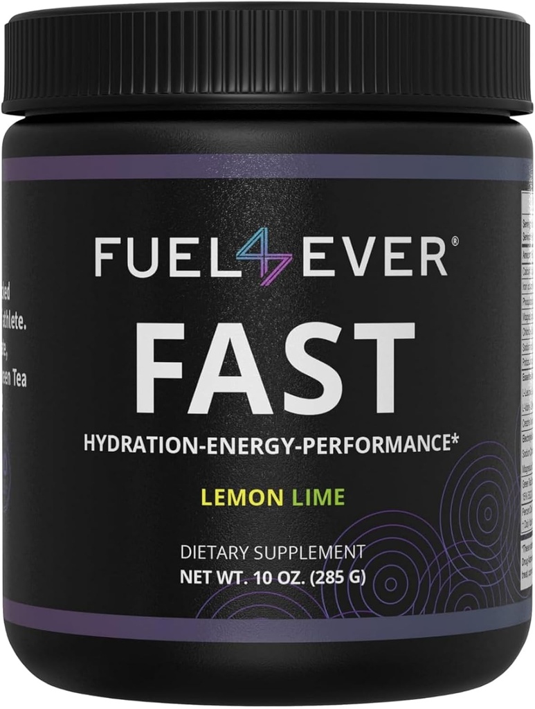 Fuel 4 Ever Fast Fasting Electrolyte Powder | with Creatine, Essential Amino Acids & Green Tea Extract | No Sugar, No Artificial Sweeteners or Ingredients | Lemon Lime Flavor 30 Servings