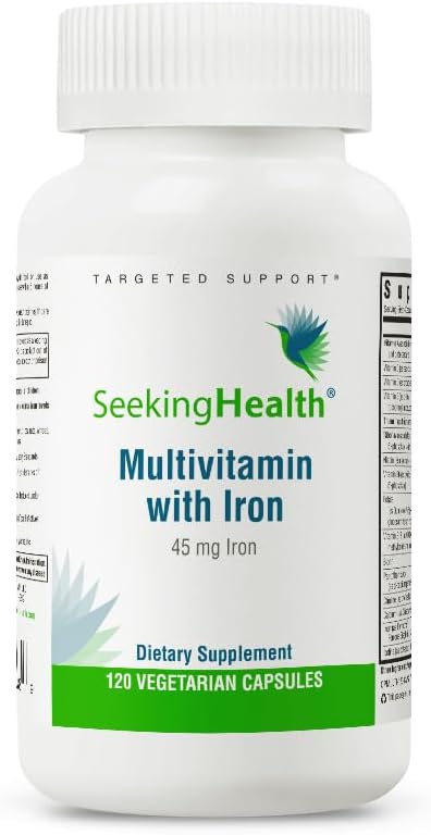 Seeking Health Multivitamin with Iron - Energy & Immune System Support Supplement - Iron Multivitamin with Magnesium & Vitamin B12-45 mg, 120 Capsules