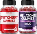 Tart Cherry Gummies Uric Acid Level Support (90 Count) - Advanced 2400mg Equivalent Extract with Celery Seed Melatonin for Adults (180 Count) - Quick Dissolve Melatonin 20mg - NonGMO, Vegan & USA Made