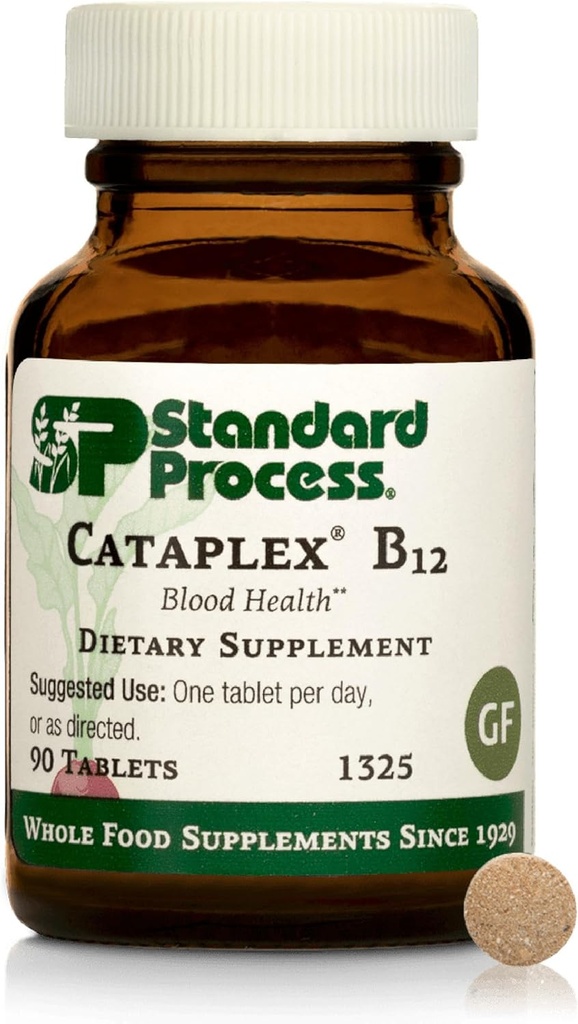 Standard Process Cataplex B12 - Vitamin B12 Supplement for Blood Health Support & Nervous System Function - B12 Vitamin Supplement for Well-Being - Gluten-Free, Non-Dairy & Non-Soy - 90 Tablets