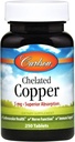 Carlson - Chelated Copper, 5 mg, Superior Absorption, Circulation Health, Nerve Function & Immune Support, 250 Tablets