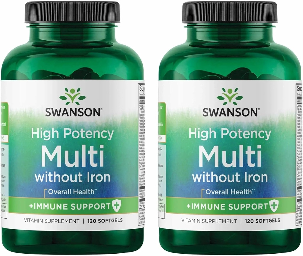 Swanson Multi Without Iron Multivitamin Health Supplement Iron-Free Formula 120 Softgels Sgels (2 Pack)