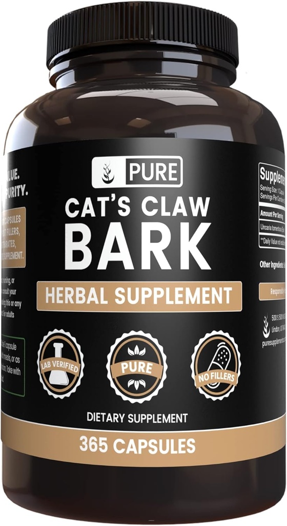 Pure Original Ingredients Cat's Claw Bark (365 Capsules) No Magnesium Or Rice Fillers, Always Pure, Lab Verified