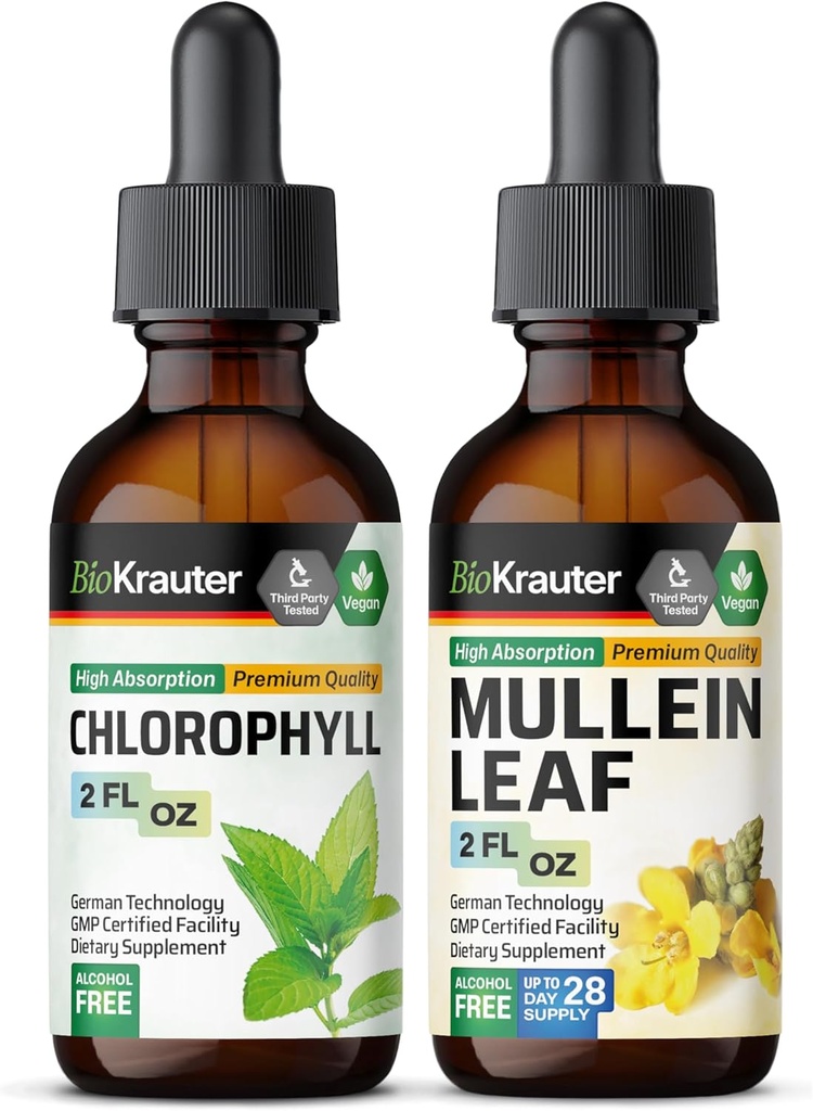 BIO KRAUTER Chlorophyll Tincture 2 Fl. Oz. & Mullein Tincture 2 Fl. Oz.