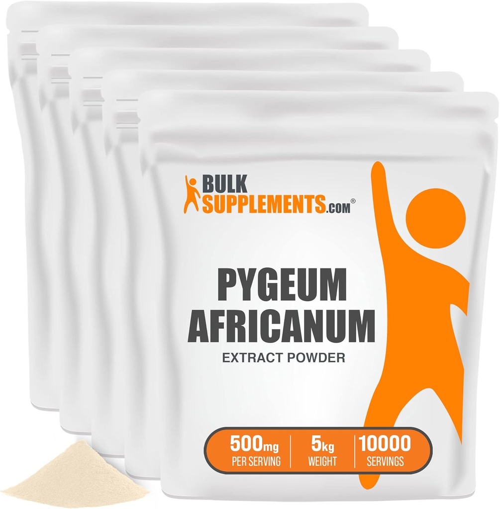 BulkSupplements.com Pygeum Africanum Extract Powder - from Pygeum Bark - Gluten Free, 5000mg per Serving, 5kg (11 lbs) (Pack of 5)