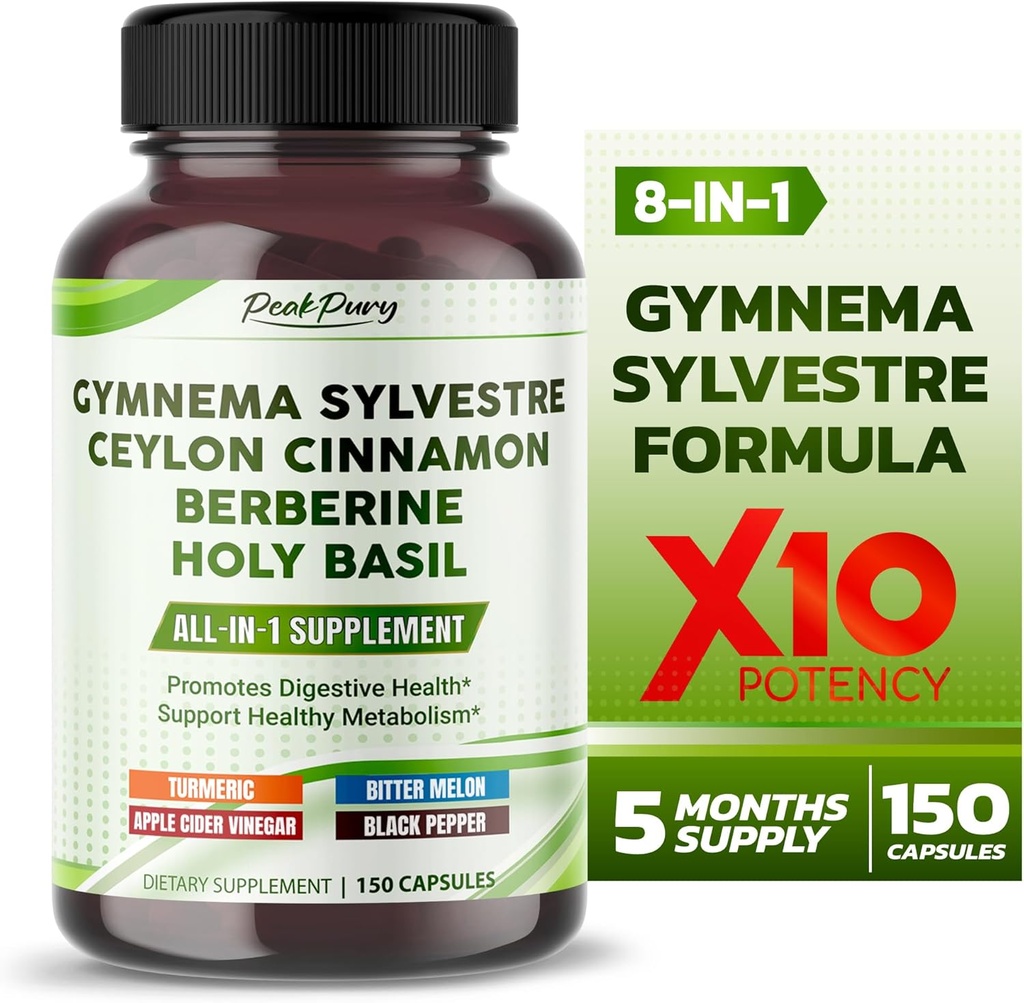 All-in-1 Gymnema Sylvestre Ceylon Cinnamon Berberine1, High Potency s for Digestive Health & Metabolism Support - Made in The USA
