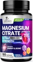 Magnesium Citrate Supplement Pills 1000mg - 3X Strength Magnesium Supplements for Bone, Muscle, Heart, Nature's Sleep Support for Men & Women, Vegan Mag Mineral, Non-GMO, Bottled in USA, 180 Capsules
