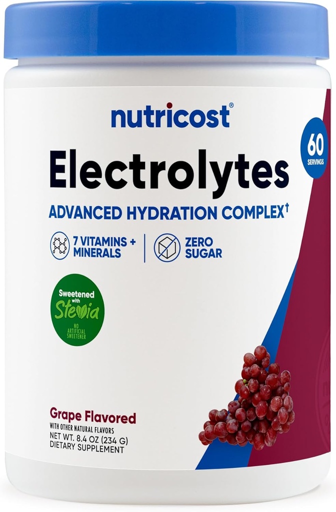 Nutricost Electrolyte Complex Powder (60 Servings, Grape) - Hydration Supplement Drink Mix with Vitamins and Minerals