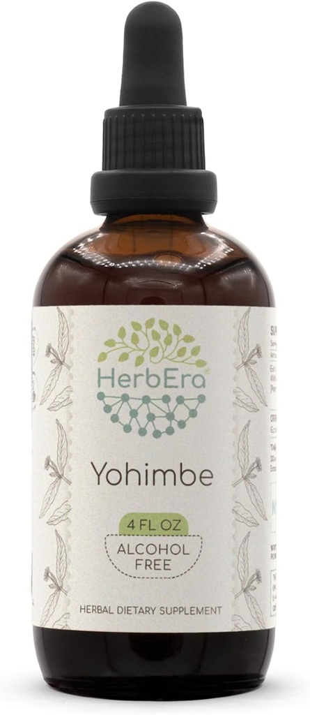 HerbEra Yohimbe B120 Alcohol-Free Herbal Extract Tincture, Wildcrafted (Pausinystalia yohimbe) Dried Bark (4 fl oz)