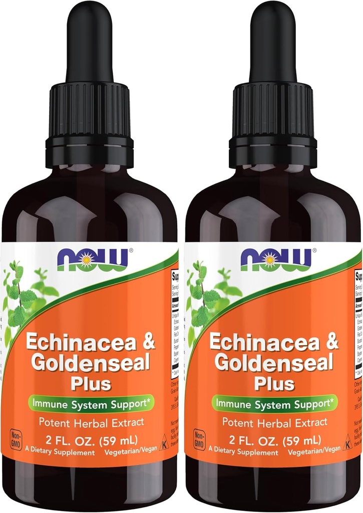 NOW Supplements, Echinacea & Goldenseal Plus with Dropper, Immune System Support*, 2-Ounce (Pack of 2)