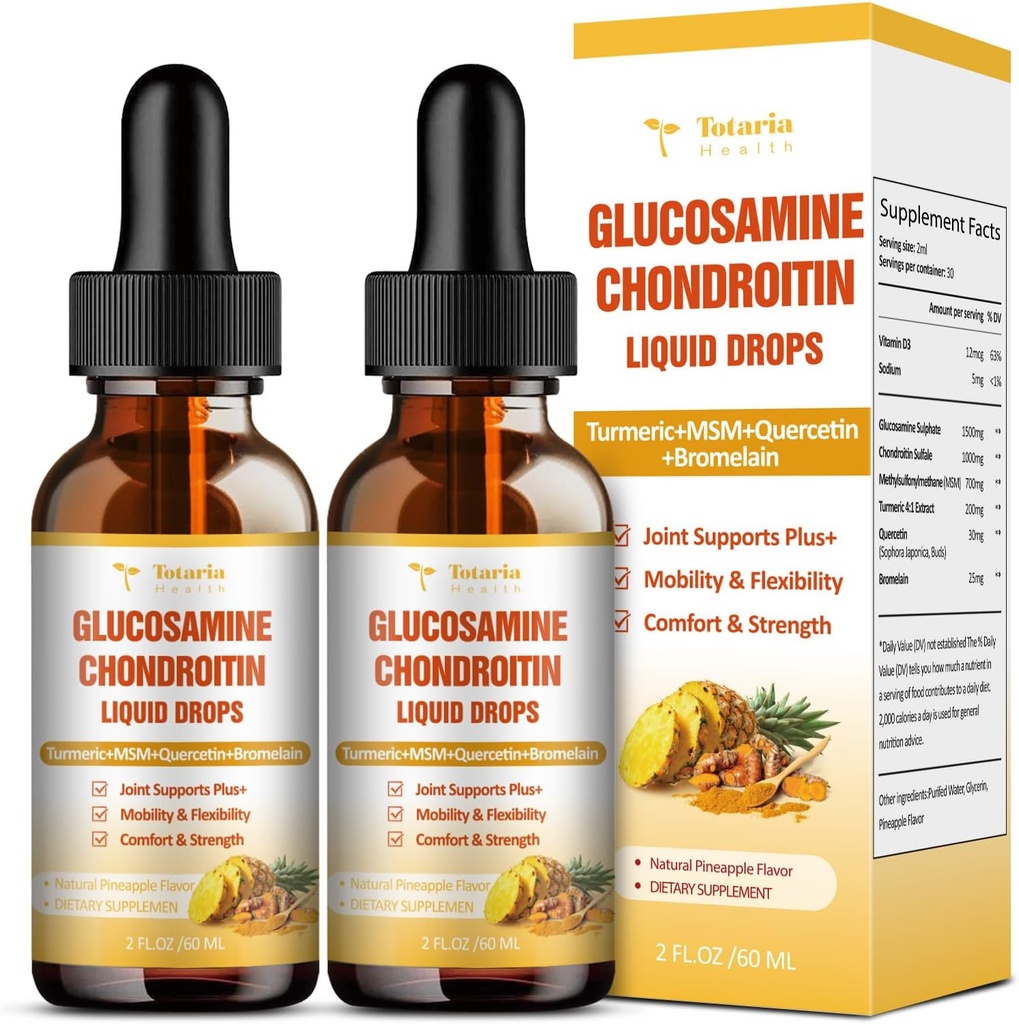 (2 Packs) Glucosamine Chondroitin MSM Support Joint Health - Chondroitin Sulfate Supplement Turmeric, Quercetin, Bromelain, MSM Oil