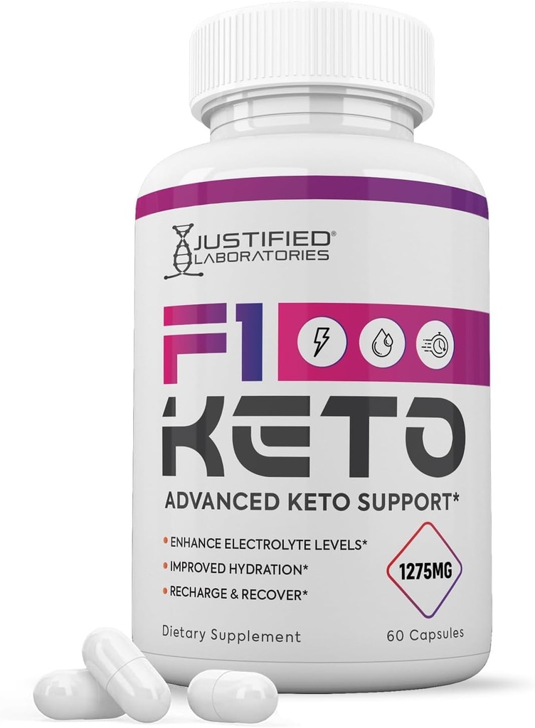 Justified Laboratories F1 Keto Pills 1275MG New & Improved Formula Contains Apple Cider Vinegar Extra Virgin Olive Oil Powder Green Tea Leaf 60 Capsules