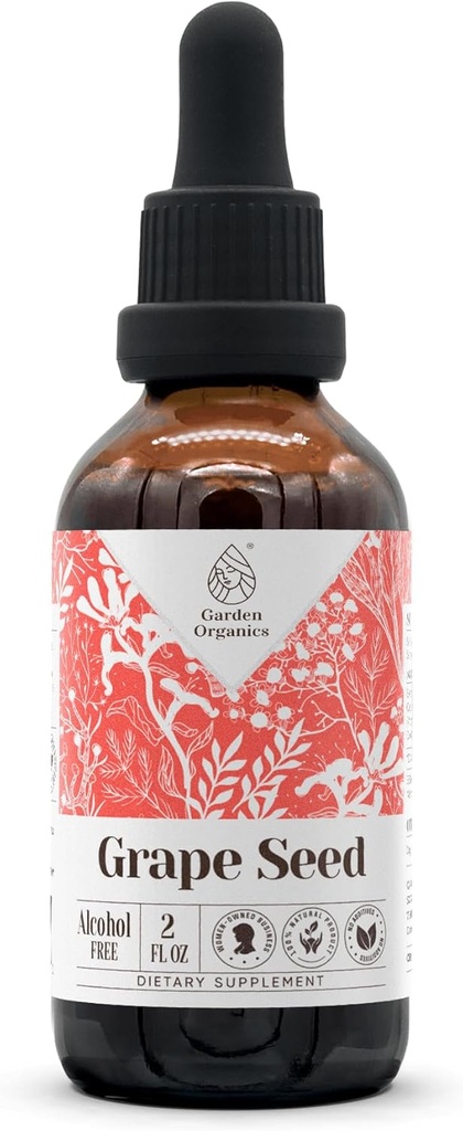 Grape Seed Alcohol-Free Natural Tincture Extract, Immune System Booster, Liquid Drops Made from 100% Grape (Vitis vinifera) Dried Seed (2 fl oz)