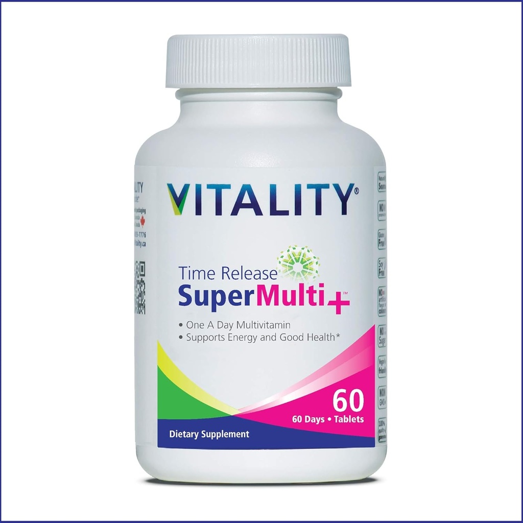 VITALITY Time Release Super Multi+ | Multivitamin | Supports Healthy Hair, Skin and Nails | 60 Tablets